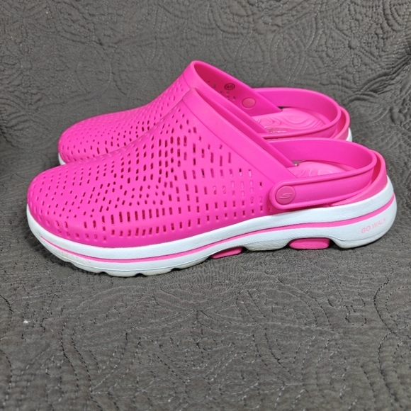 SKECHERS Foamies Go Walk Clog Pink Synthetic Slip On Women's Shoe Size 9.5 - Picture 1 of 9